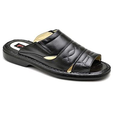 Imagem de Chinelo Masculino Conforto Couro Preto 2600 Tamanho:39;Cor:Preto;Gênero:Homem