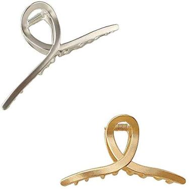 Imagem de Generic Grampo de cabelo de metal simples preguiçoso, presilhas de garra para mulheres, cabelo fino antiderrapante, prendedor de cabelo grande de metal