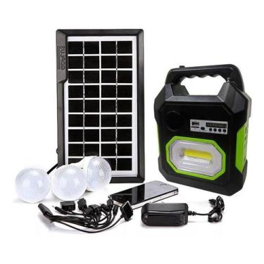 Imagem de Kit Luminaria Solar Placa Bluetooth Emergencia Radio Fm Usb Micro Sd L