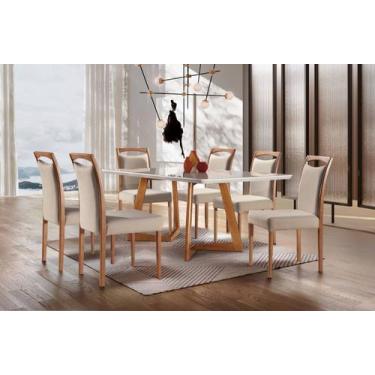 Imagem de Sala De Jantar Madeira Maciça Com 6 Cadeiras 2,20X1,10M - Lívia - Espr