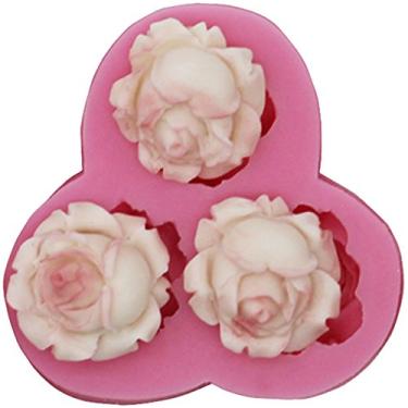 Imagem de Sugarcraft Fondant Topo de Bolo, pasta de açúcar, molde de silicone rosa em abundância de rosas 7 x 6,5 x 1,7 cm, manteiga, resina, cabochão, argila de polímero, pasta de gengiva, cera, molde de doces