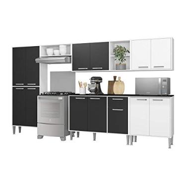 Imagem de Cozinha Compacta Multimóveis Xangai Jazz Fg3160 com Armário e Balcão Branca/preta