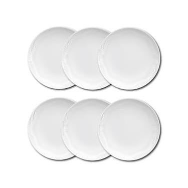 Imagem de Conjunto de Pratos Rasos Germer Shell em Porcelana Branco – 6 Peças