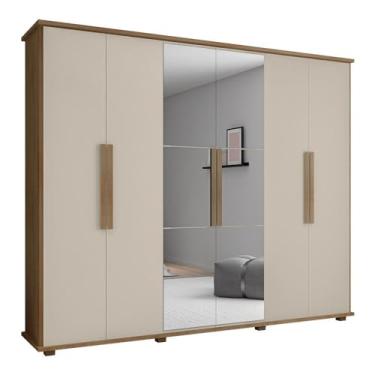 Imagem de Roupeiro 6 Portas Bérgamo Cinamomo Off White com Espelho