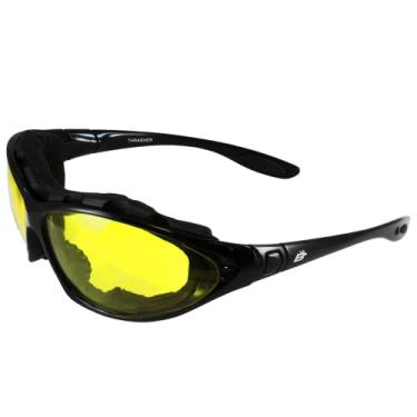 Imagem de Birdz Eyewear Thrasher Óculos de sol acolchoado para motocicleta para homens e mulheres, conversível para óculos de sol preto armação com lentes amarelas antiembaçamento