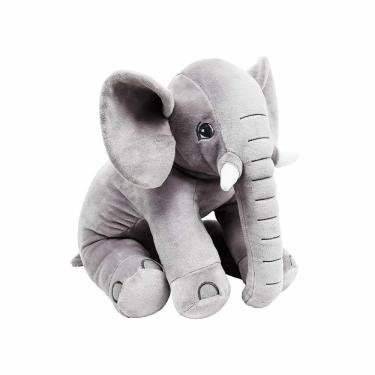 Imagem de Pelúcia Infantil Almofada - 50 cm - Elefante Baby - M - Cinza - W.U. Bichos de Pelúcia
