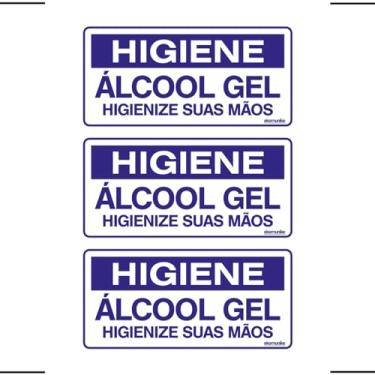 Imagem de Combo 3 Placas De Sinalização Higiene Álcool Gel Higienize Suas Mãos 20x10 Ekomunike - P-37/1 F9e