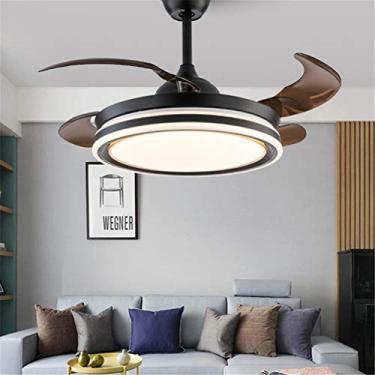Imagem de Ventilador de teto com iluminação, lustre com ventilador de frequência variável, 6 velocidades, luz de teto regulável de 72 W, luz silenciosa invisível do ventilador da sala de jantar, B, 2