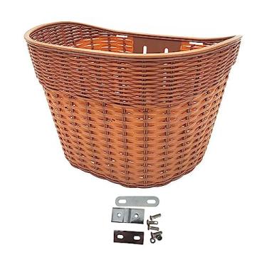 Imagem de Generic Cesta de bicicleta Cesta de guidão Durável Fácil de instalar Acessório de bicicleta a maioria das bicicletas para adultos Cesta de ciclismo Cestas de, S Marrom