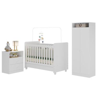 Imagem de Quarto Infantil Completo Com Colchão Incluso Ariel Multimóveis Branco