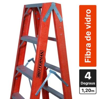 Imagem de Escada De Fibra De Vidro 4 Degraus 1,20 M Modelo Americana Dupla - Esc