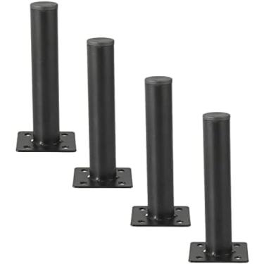 Imagem de Conjunto de pernas de móveis de metal com 4, perna de substituição de ferro de tubo reto, pés de suporte leves e luxuosos para armário, mesa, sofá, móveis DIY, preto, 13 cm-5,1 polegadas
