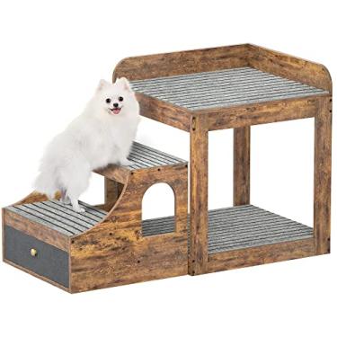 Imagem de Poleiro de janela para animais de estimação com escadas, beliche super grande para gatos, plataforma de assento para animais de estimação de vários níveis com tapetes, sofá de cama para animais de