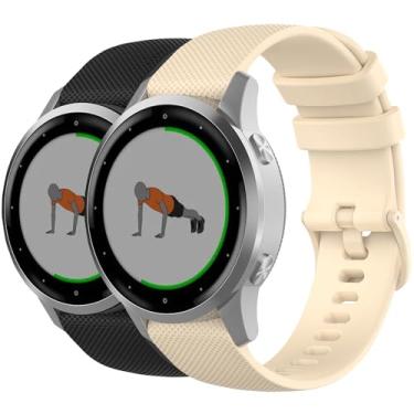 Imagem de Nacorulu Pulseira compatível com Garmin Vivoactive 4S, pulseira de substituição de silicone macio de 18 mm para smartwatch Garmin Vivomove 3S/Venu 3S 2S/Forerunner 265S 255S (pacote com 2) (preto