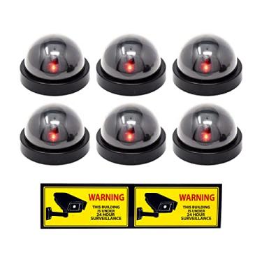 Imagem de Mandala Crafts 6 Câmeras de segurança falsas com luz LED vermelha piscante CCTV Alerta Aviso Adesivo Adesivo Adesivo