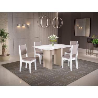Imagem de Conjunto Sala de Jantar Mesa 1360 com 4 Cadeiras Iris Branco/Latte