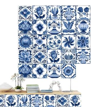 Imagem de Decalques de azulejo para descascar e colar, conjunto de adesivos de parede portugueses, adesivos de azulejo Backsplash, decalques de cozinha à prova d'água, adesivos de parede para decoração de casa,