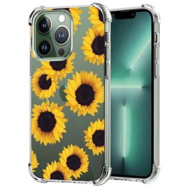Imagem de Sidande Capinha de Celular, Capa para iPhone 13 Pro de 6,1 polegadas Apple 13 Pro para meninas e mulheres, capa protetora fina de TPU flexível e floral transparente girassol