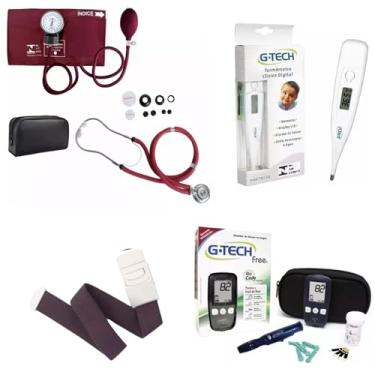Imagem de Kit Enfermagem + Aparelho Medidor Glicose FREE Completo Premium (VINHO)