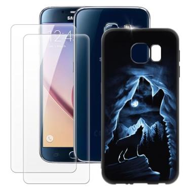 Imagem de MILEGOO Capa para Samsung Galaxy S6 + 2 peças protetoras de tela de vidro temperado, capa ultrafina de silicone TPU macio à prova de choque para Samsung Galaxy S6 (5,1 polegadas)