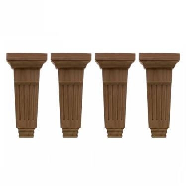 Imagem de Pernas de móveis de madeira de borracha, substituição de 4 peças, pés esculpidos em madeira inacabada para sofá, cadeira, mesa, armário, cama, guarda-roupa, estante(Size:22.5x12cm/8.8x4.7inch)