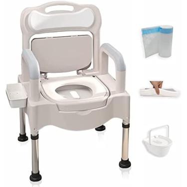 Imagem de Cômodas de cabeceira, vaso sanitário de cabeceira, cadeira sanitária, penico adulto com altura ajustável para idosos, banheiros portáteis para uso doméstico, adequado para pessoas com defici