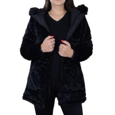 Imagem de Jaqueta Feminina Pellini Parka Pele Dupla Face Preta - GD3040A-Feminino