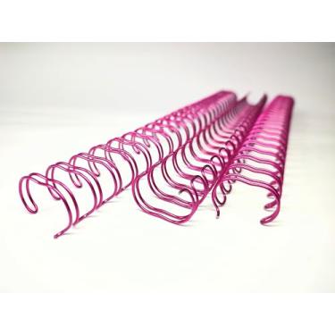 Imagem de Wire-o Para Encadernação 2x1 A4 5/8 para 120fls Agendas Planners Caderneta de Saúde Cadernos Livro do Bebe Com 10 Unidades 23 Anéis (Rosa Metalico)