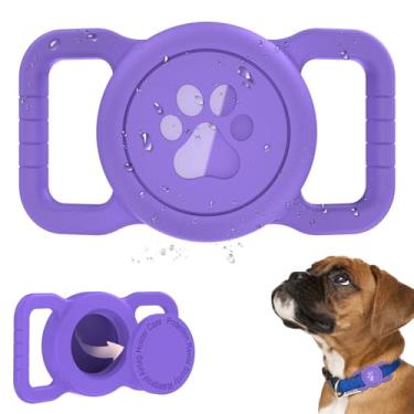 Imagem de SANKALA Suporte para coleira AirTag, [1 unidade] à prova d'água para cães AirTag, capa de silicone para proteção total contra perda, suporte para Apple Air Tag para coleira de animais de estimação –