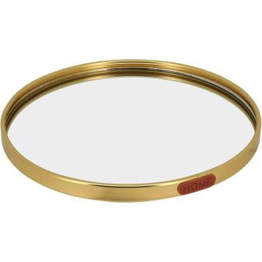 Imagem de BANDEJA ESPELHADO METAL 23x23cm DOURADO DECORATIVA PARA SERVIR LAVABO