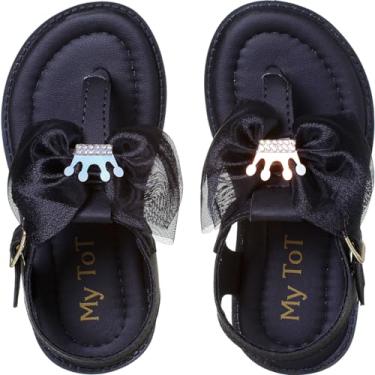 Imagem de Sandália Infantil Menina Confortável Laço Coroa Princesa Solado Antiderrapante (Preta, BR, Criança de 4 a 8 anos, Numérico, 27)