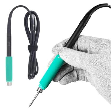 Imagem de Kit de ferro de solda, peça de mão de ferro de solda de substituição, cabo de ferro de solda 75 W, interface de 6 núcleos, cabo ergonômico para estação de solda com botão de ajuste 24 V, resistente ao