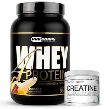 Imagem de Kit Whey Protein 4W 900g + Creatina 100% Pura 200g Pro Corps (900g, Banana com Canela)