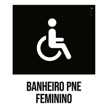 Imagem de Kit 3 Placas Banheiro Pne Feminino Desenho