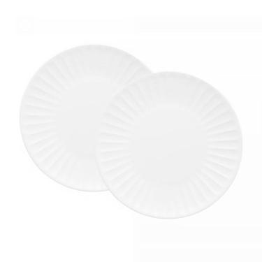 Imagem de Conjunto 2 Pratos de Cerâmica para Sobremesa Colibri Branco 19cm 17998 - Wolff