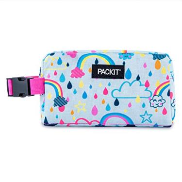 Imagem de PackIt Caixa de lanche congelável, Rainbow Sky, construída com tecnologia EcoFreeze, dobrável, reutilizável, fecho de zíper com alça de fivela, ótima para todas as idades e lanches frescos em