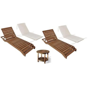 Imagem de Conjunto 2 Espreguiçadeiras Colchonete e Mesa Long Ipanema Ref. 0252AM VivaLigna