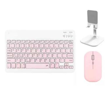 Imagem de Teclado E Mouse Bluetooth + Suporte Cel/tablet Kit Completo - Keyboard