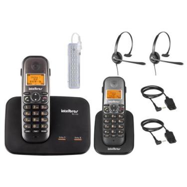 Imagem de Kit Aparelho Telefone Fixo Com Bina 2 Linhas Ramal e Headset - Intelbr