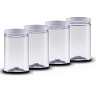 Imagem de Kit 4x Pote Reto Transparente 1500ml Tampa Branca de Rosca Mantimento 