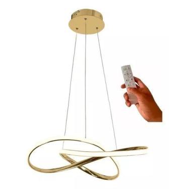 Imagem de Lustre Dourado Moderno 40w Bivolt Muda De Cor C/controle - LUSTRE INFI