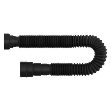 Imagem de Sifão Universal Sanfonado Tubo Extensivo Longo 110cm Preto Blukit