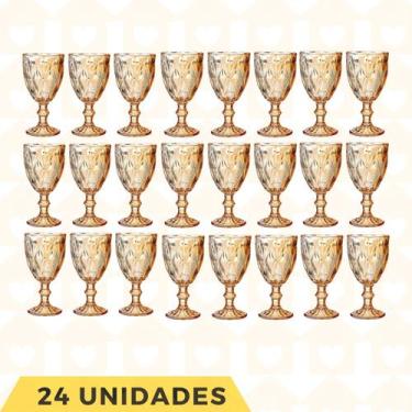 Imagem de Kit 24 Taças Vidro Diamante Metalic 330ML Ambar Bico De Jaca - Class H