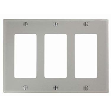 Imagem de Leviton 80411-NGY 3-Gang Decora/GFCI, tamanho padrão, Thermoset, suporte para dispositivo, cinza