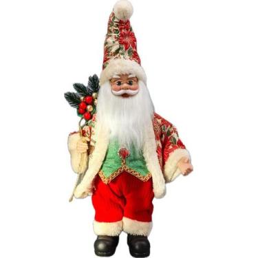 Imagem de Papai Noel Musical Vermelho e Verde Decoração Natal 40cm - Zona Livre