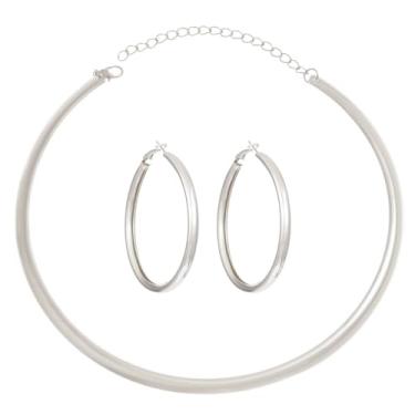 Imagem de PINK TOWN Brincos de argola vintage de ouro/prata gargantilha para mulheres, colar de corrente de cobra banhado a ouro 14 quilates delicado simples parafuso espinha de peixe brincos de espinha de