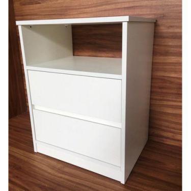Imagem de Mesa de cabeceira de chão 2 gavetas e nicho 40x60x30cm mdf branco - B&