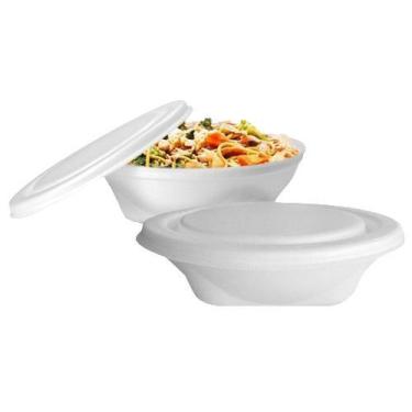 Imagem de fardo Marmita Eps 750ml Red. Branca 100un Iso-102 Isobras c/ tampa.