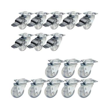 Imagem de 16 Rodízio Gel Silicone Rodinha 50mm 8 C/Trava 8 S/Trava - Desicon