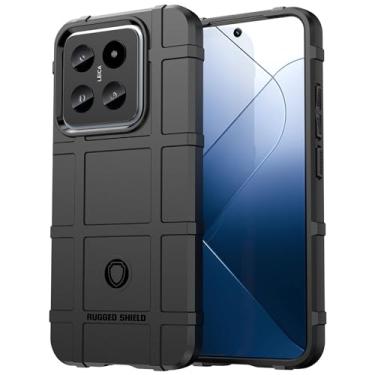 Imagem de Monwutong Capa de telefone de ajuste fino para Xiaomi 14, capa resistente ao ar livre durável, proteção antidorp de grau militar e capa de proteção de lente de câmera para Xiaomi 14, HD preto